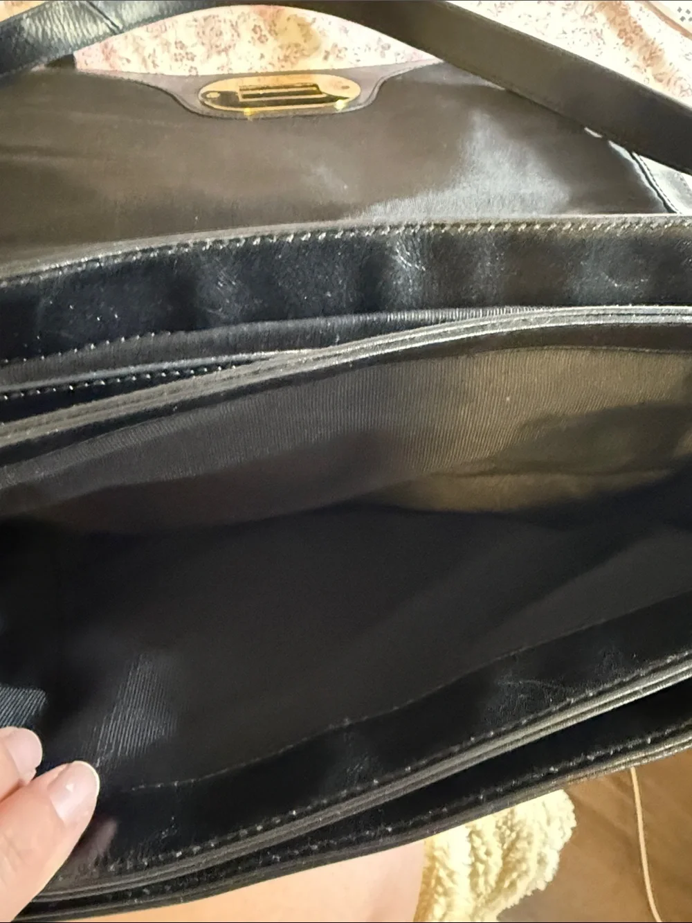 Badgley Mischka Black Leather Satchel with Gold Hardware NWOT